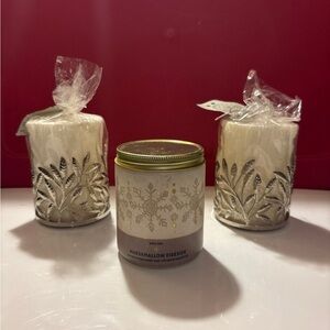 Bath & Body Works Marshmallow Fireside Candle Trio - White and Silver